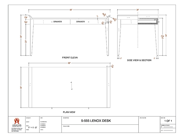 Download Lenox Desk CAD Drawing Image